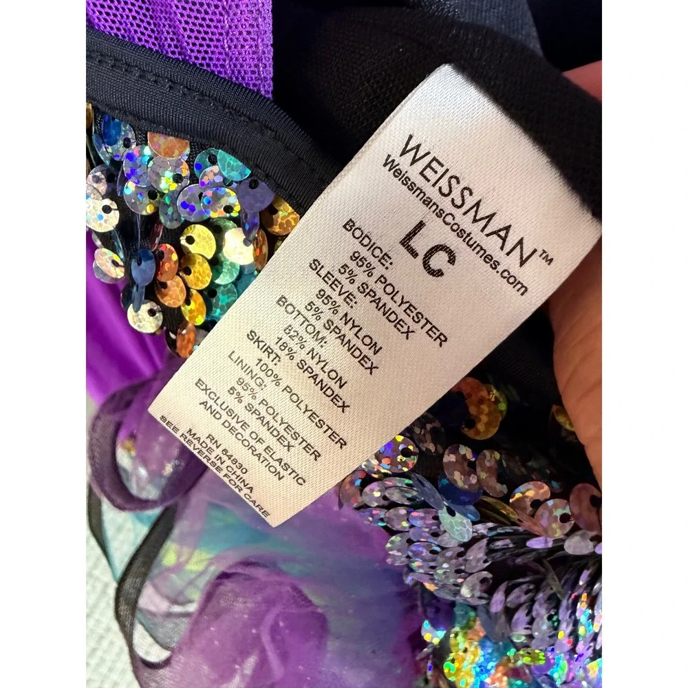 Weissman Dance Costume LC Purple Sequin Tutu Mock Neck Mesh Poly Spandex